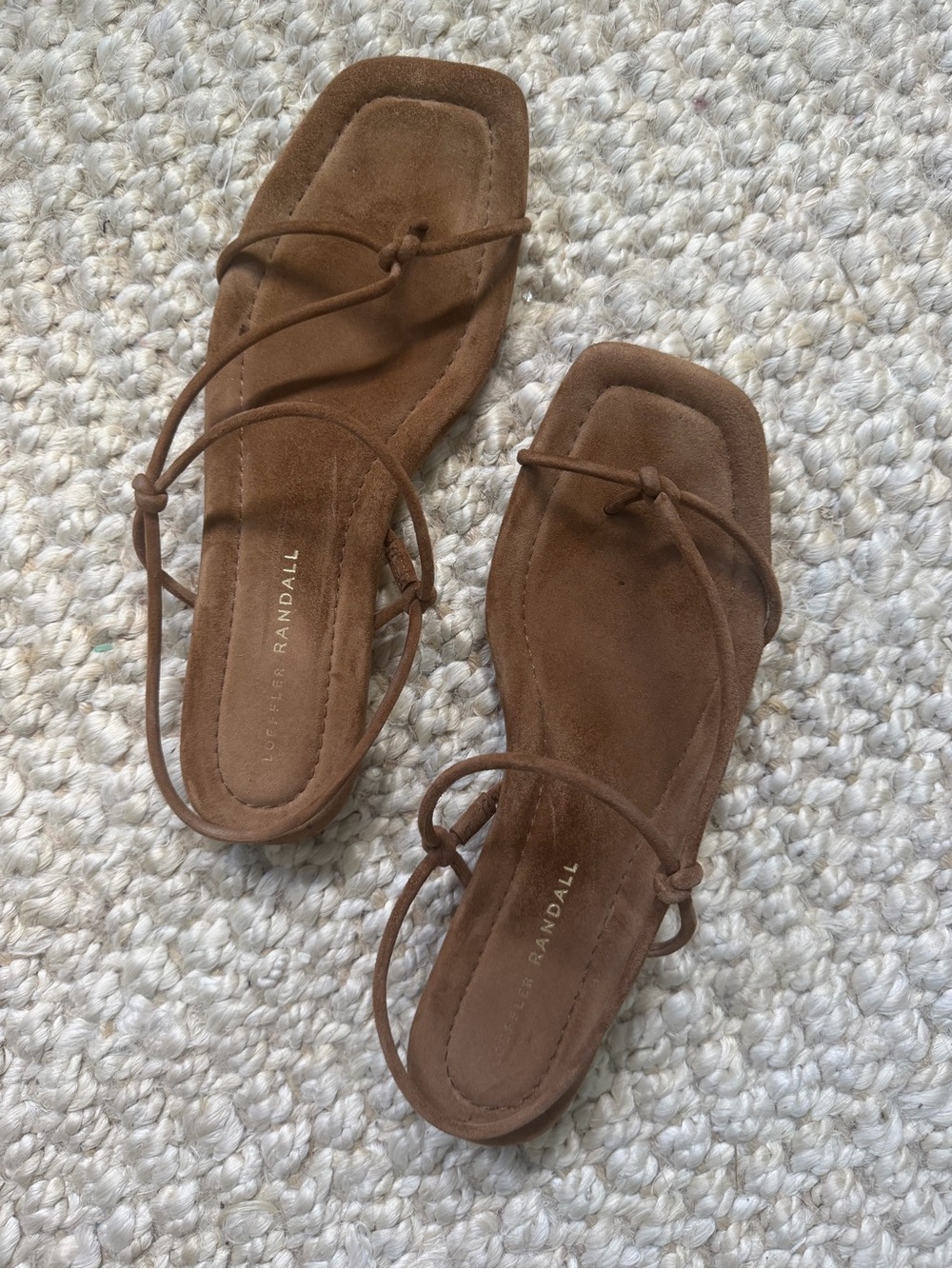 Loeffler Randall Brown Suede Knot-Strap “Eleanor” Sandals